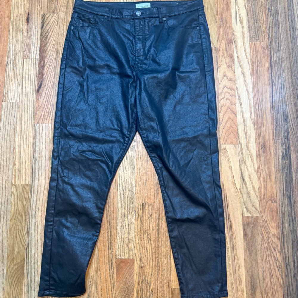 LOFT Denim Coated Black Grunge Skinny Jeans Size 16 (33 Waist)